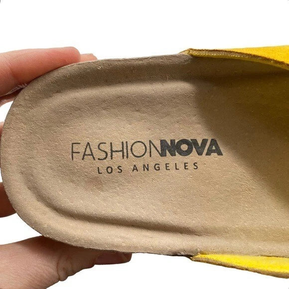 Fashion Nova Sandal Women's Yellow Bow Slide Size 8