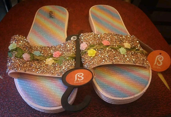 Babe's Rainbow Floral Pink Fashion Women's Slides Slippers Size 6 (BRAND NEW)