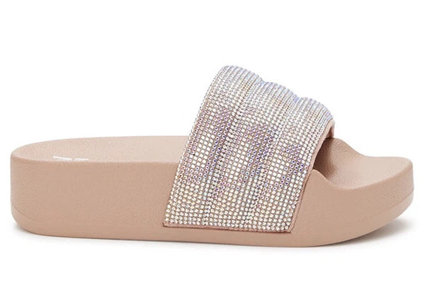 MADDEN NYC Bling Embellished Slide Sandals Slip On Size 5 Womens / Girls New