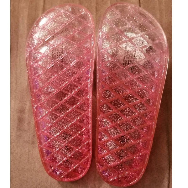 New Pink Glitter Sparkle Vintage Style Slides Sandals Size 8