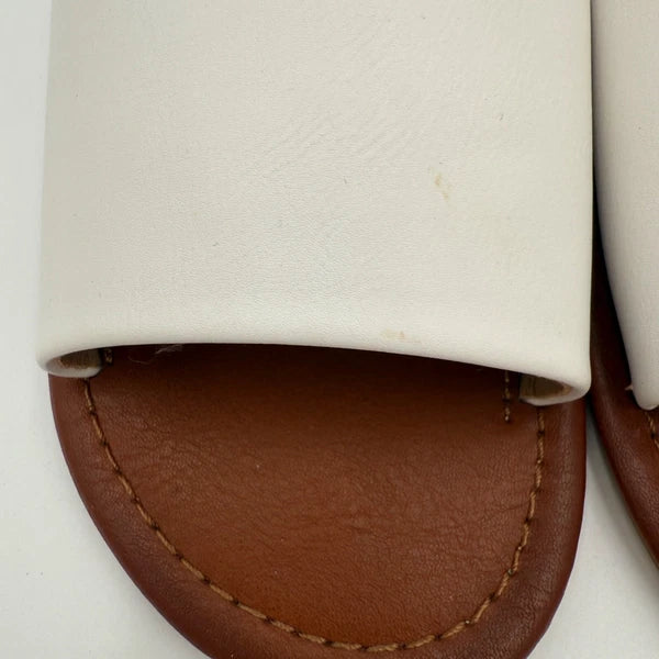 Beast Fashion White Leather Slip-On Slide Sandals Casual Summer Size 6.5