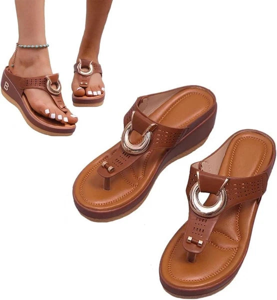 Low-Wedge Women Orthopedic Sandals Casual Flat Shoes Flip Flops Ladies Anti-Slip