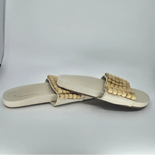 NWOT's Anthropologie Beaded Slide Sandals Casual Summer Slip On Shoes Size 38