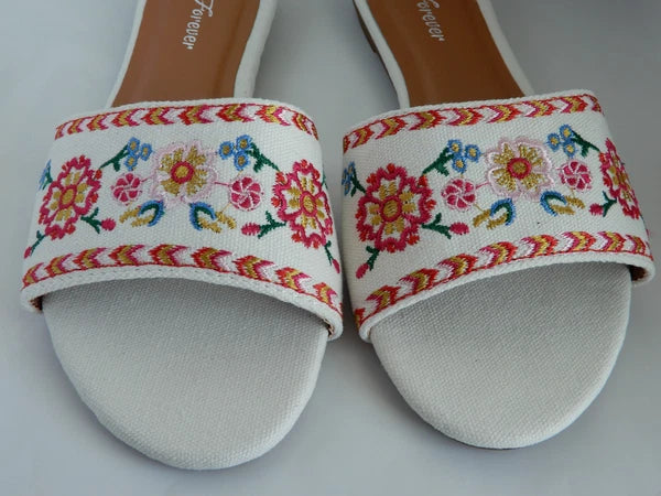 New Fashion Embroidered Slippers Sandals Size 6~10