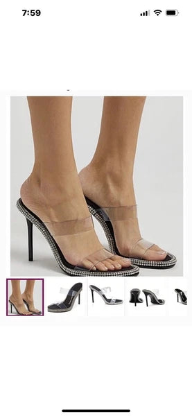 Alexander Wang, Style Nova Slide Sandal PVC/Crystal Size 37.5 New In Box, Tags