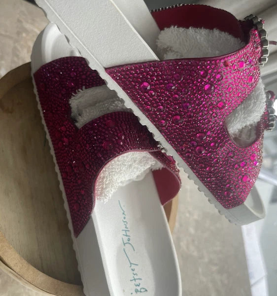Pink White Betsey Johnson Women's SB-Trudy Sandal, Fuchsia Sz 8 M NEW