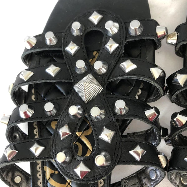 Sam Edelman Shoes Womens Size 7.5 Black Studded Leather Slides Sandals BEATRIS