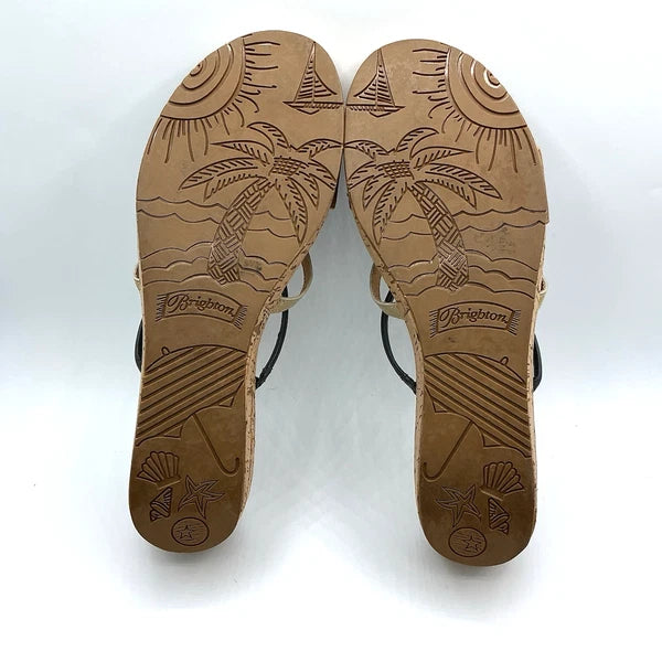Brighton HARPER Sz 10 Slip On Slides Cork Wedge Sandal Brown Chic Fashion Glam
