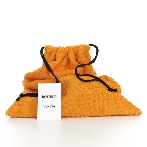 BOTTEGA VENETA 600$ Sponge Slide Sandals - Tangerine Orange Cotton & Rubber
