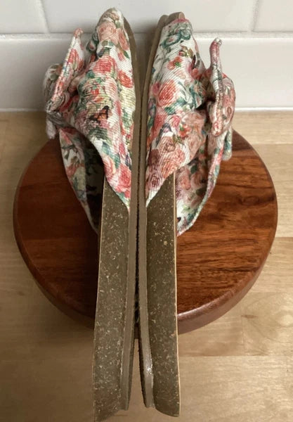 Womens Floral Fabric Big Bow Slides Blowfish Malibu Slip On Sandals Sz 8.5 Shoes