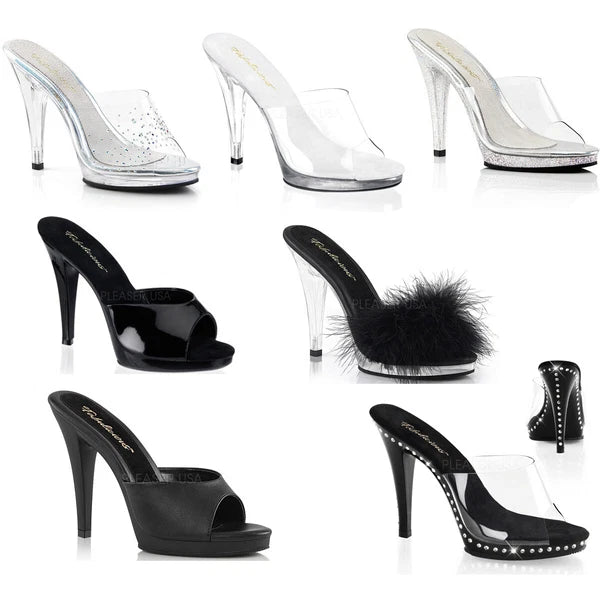 Pleaser Fabulicious Peep Toe Platform Slide Mule High Heels Adult Women Flair401