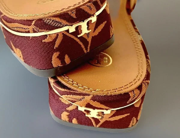 TORY BURCH MARTINE CRYSTAL SLIDE SANDAL FLORAL JACQUARD SZ US 6 NIB