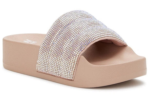 MADDEN NYC Bling Embellished Slide Sandals Slip On Size 5 Womens / Girls New