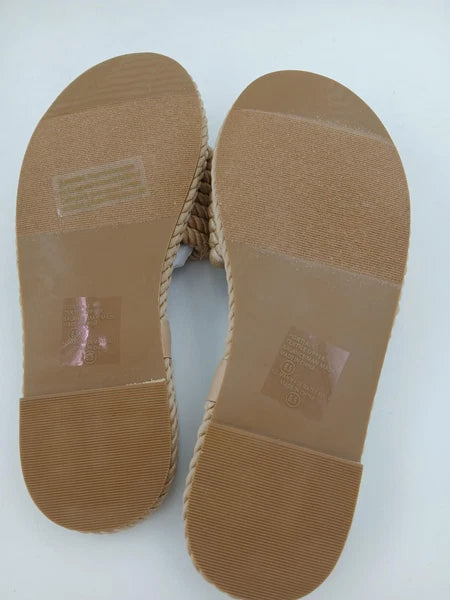 Fashion Nova Tropical Vacay Flat Sandals Womens Size 8.5 Rope Slide Shoes NWT