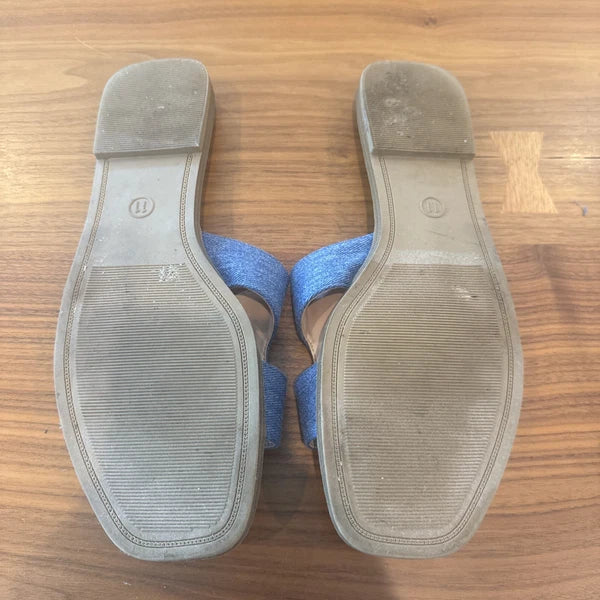 A New Day Women's Blue Slide Sandals with H-Style Strap Size 11