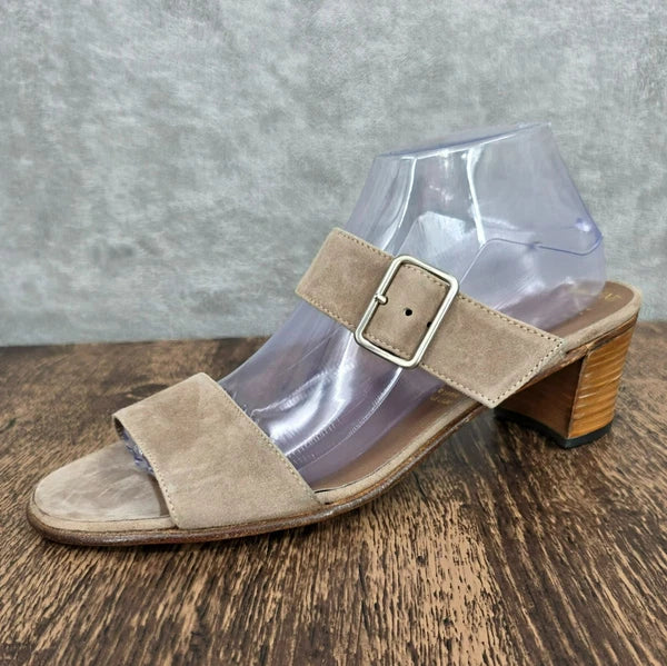 Gravati Mitchells Slide Sandals 10.5 Toast Suede Leather 2 Strap Buckles Italian