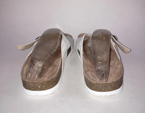 Sonoma Silver Suede Buckle Slide Footbed Sandals Size 7.5 Style Tarragon NEW