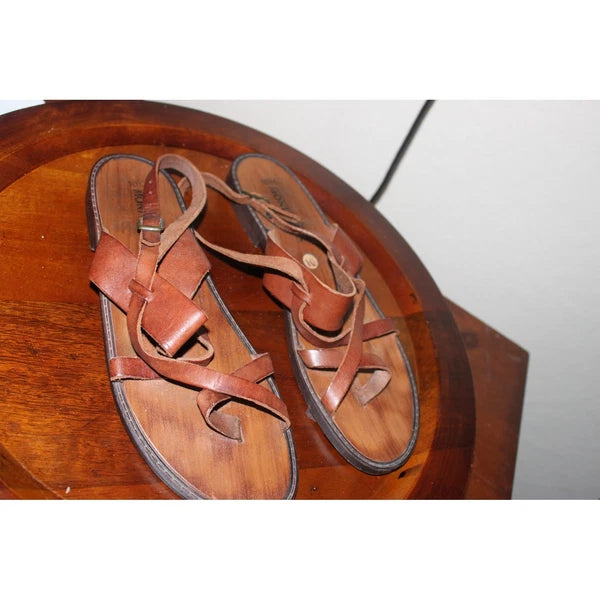 Mont blanc Leather Sandals Buckle Strap Strappy Hippie Italy Womens 10 Boho