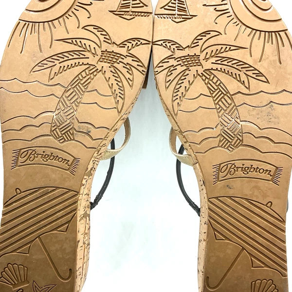 Brighton HARPER Sz 10 Slip On Slides Cork Wedge Sandal Brown Chic Fashion Glam