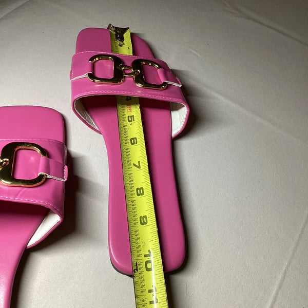 New Ladies Flat Womens Summer Fashion Buckle Slides Sandals Shoes Size 11
