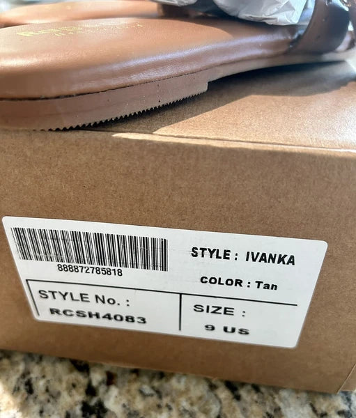 Rag & Co Sandal IVANKA Tan Brown Leather Size 9 New Box Dust Bag Designer Style