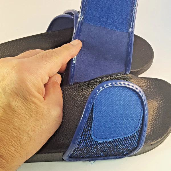 H2K ANNA Glitter Royal Blue Fashion Slides Flip Flops Sandals Bling Glittering