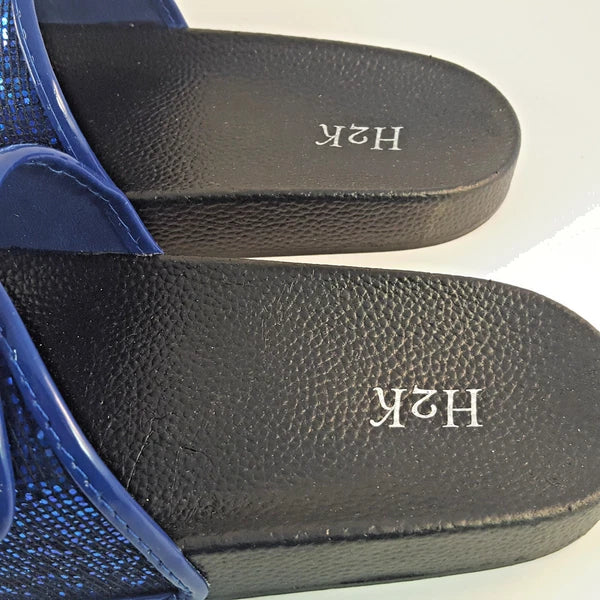 H2K ANNA Glitter Royal Blue Fashion Slides Flip Flops Sandals Bling Glittering