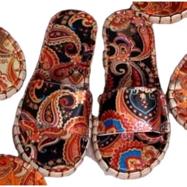 Summer 2025 Fashionable Women's Open-Toe Slide Sandals Vibrant Paisley...