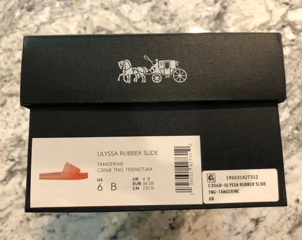 Coach Ulyssa Rubber Slide Sandals Womens 6B Tangerine, Open Toe New