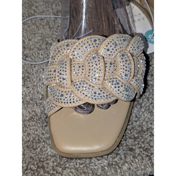 A New Day Women's Maggie Braided Rhinestone Embellished Slide Sandals - Size 8.5