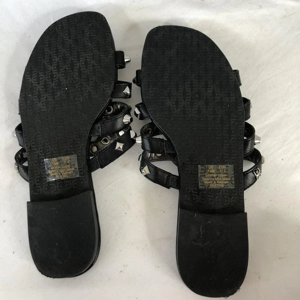 Sam Edelman Shoes Womens Size 7.5 Black Studded Leather Slides Sandals BEATRIS