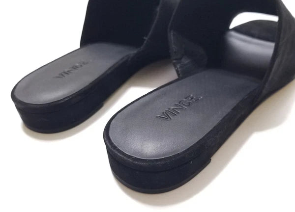 NIB Vince Bartley Suede Leather Slides Sandal in Black Size 9.5 $225