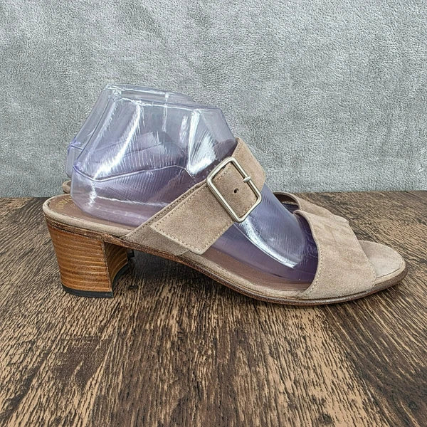 Gravati Mitchells Slide Sandals 10.5 Toast Suede Leather 2 Strap Buckles Italian