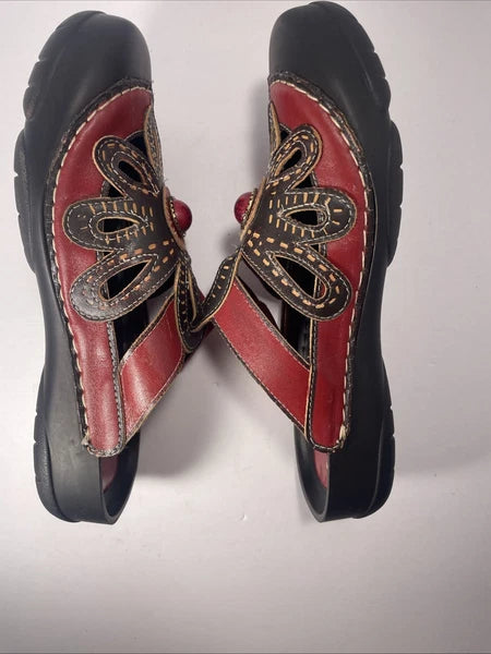 Elite Corkys Mule Sandal Women's Size 9.5/40 Red Stone Multicolor Leather Clog