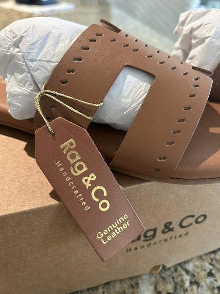 Rag & Co Sandal IVANKA Tan Brown Leather Size 9 New Box Dust Bag Designer Style