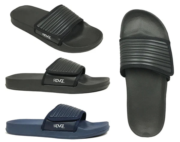 Men's Sport Slides Fashion Slide with Adjustable Upper for Gym Pool Beach-011M
