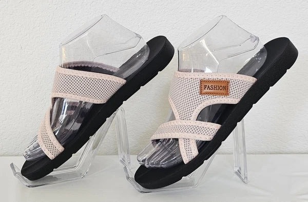 Women's Hollow Mesh Slide Sandals Casual Clip Toe Flat Summer Shoes Size 41/10