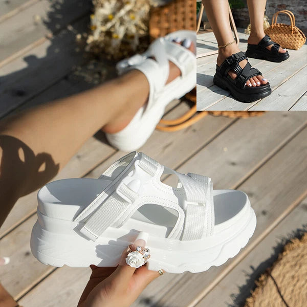 Women's Sandals Ladies Fashion Wedge Platform Slides Slip on Chunky Sandal Shoes