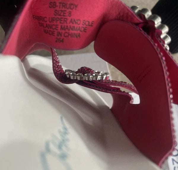 Pink White Betsey Johnson Women's SB-Trudy Sandal, Fuchsia Sz 8 M NEW