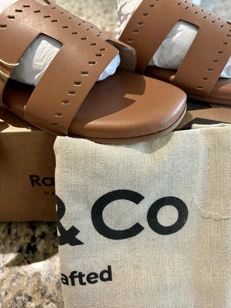 Rag & Co Sandal IVANKA Tan Brown Leather Size 9 New Box Dust Bag Designer Style