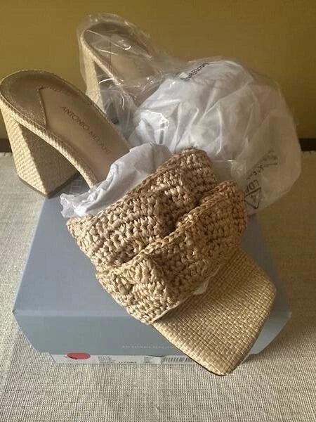ANTHROPOLOGIE ANTONIO MELANI POLLIE STYLE NATURAL SANDALS SIZE 7 1/2 M