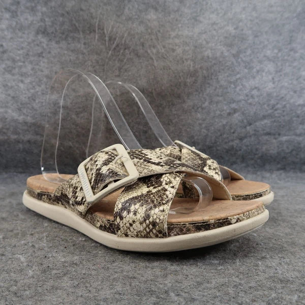 Clarks Shoes Womens 8 Sandal Slides Fashion Snakeskin Platform Juneshell Comfort
