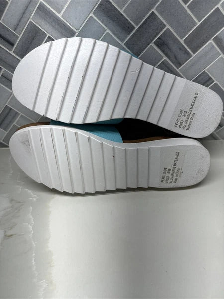 Seven7 Pearl Slide Blue Slip On Fashion Sandal Flats Shoes Womens Size 8