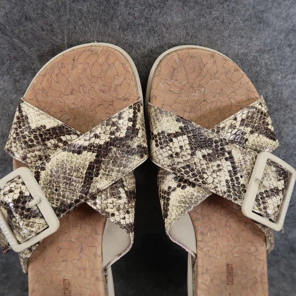 Clarks Shoes Womens 8 Sandal Slides Fashion Snakeskin Platform Juneshell Comfort