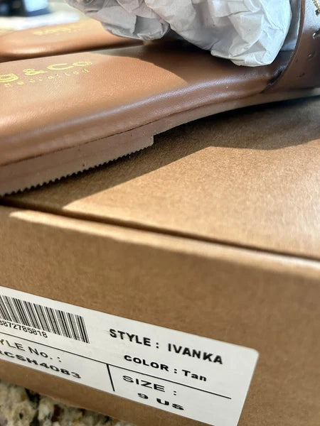 Rag & Co Sandal IVANKA Tan Brown Leather Size 9 New Box Dust Bag Designer Style