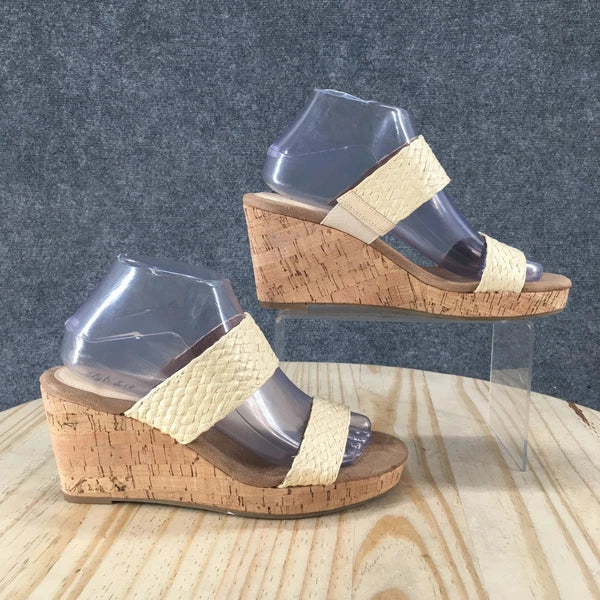 NEW Style & Co Sandals Womens 7.5 M Daliaa Cork Wedge Casual Slip On Slide Beige
