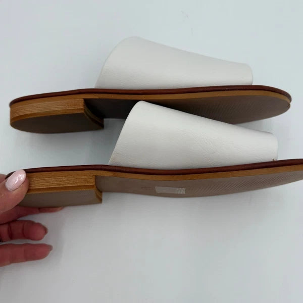 Beast Fashion White Leather Slip-On Slide Sandals Casual Summer Size 6.5