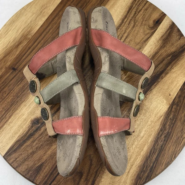 Taos Prize 4 Womens 10 Leather Gem Strappy Comfort Fashion Slides