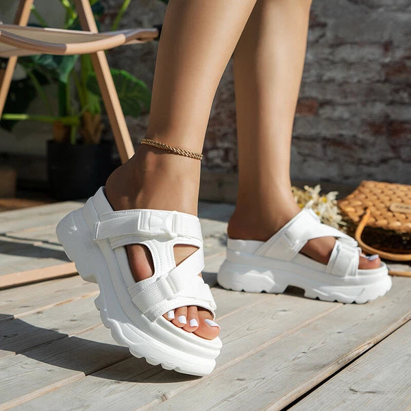 Women's Sandals Ladies Fashion Wedge Platform Slides Slip on Chunky Sandal Shoes